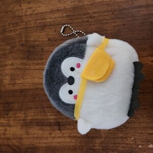 Adorable Penguin Plush Keychain - Gray and White